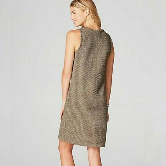 J Jill Tweed Sweater‎ Midi Sleeveless Dress Beige Womens Size S Pockets - Picture 2 of 11